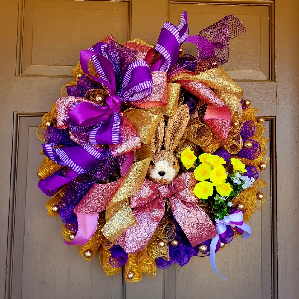 New Handmade Easter Wreath 25 Inches Easter Bunny Wreath
